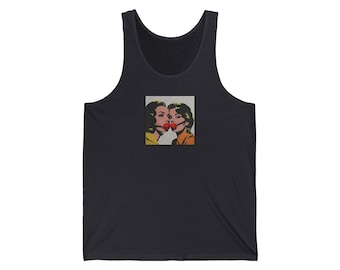 Camiseta sin mangas para mujer amordazada / Fiesta retro de arte pop sin mangas / Raver friki