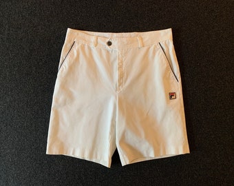 RARE Vintage 1970s Crispy White Fila 100% Cotton Tennis Shorts US Size 32. Made in ITALY!