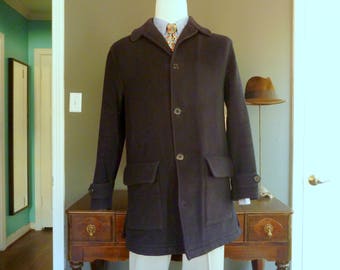 BEAUTIFUL Vintage POLO by Ralph Lauren 100% Virgin Wool Navy Blue Car Coat Size 42 or 44 R.  Made in ITALY.