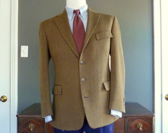 Vintage 1920s - 1930s Retro-Styled POLO by Ralph Lauren 4/3 Roll Brown Tweed Jacket w/ 3 Exterior Flap Pockets 40 REG.  Made in USA.