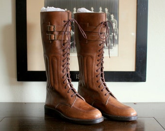 DEADSTOCK / NOS Vintage Polo by Ralph Lauren PRL Equestrian Military Motorcycle Polo Riding Boots Size 8 D.  Made in Italy.