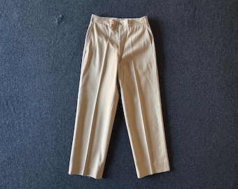 CLASSIC Vintage 1950s Korean War USMC Flat Front Dress Uniform Officer’s Chinos Khaki Twill Pants Trousers W 29 (31)  x L 31. Made in USA!