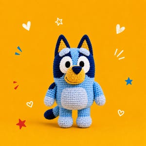 Blue Heeler Virkmönster, Amigurumi Dog PDF, Virkat valpmönster