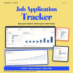 Job Application Tracker with Visual Dashboard and Follow-Up Dates, Offline HTML