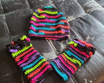 Available now: crochet slouchy beanie and dragon gloves combo