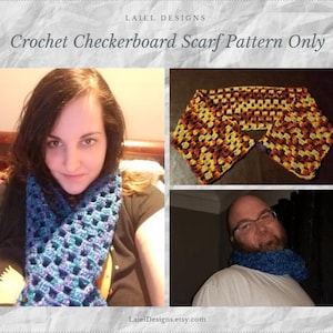 Pattern only: Crochet Checkerboard Scarf
