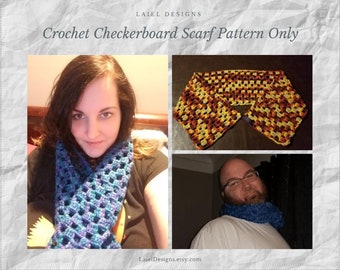 Pattern only: Crochet Checkerboard Scarf