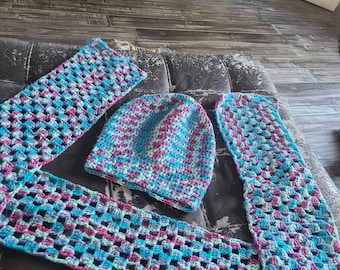 Available now: crochet slouchy beanie and scarf combo