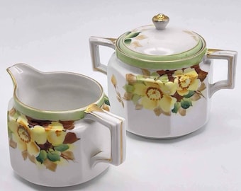 Vintage Hand Painted Nippon Cream & Sugar Set – Octagonal