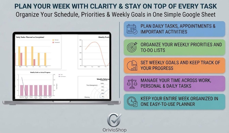 Google Sheets Weekly Planner Template | Excel Spreadsheet | to Do List ...
