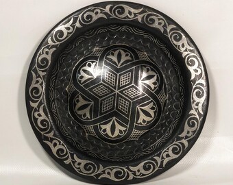 Moroccan Damascene Decorative Plate |  Silver Inlay