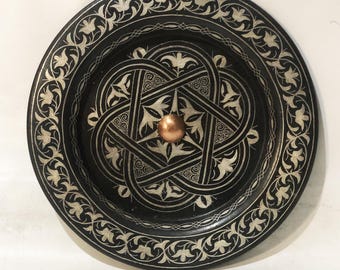 Medium Damascene Decorative Plate | 30 cm Brass Accent Disc -3