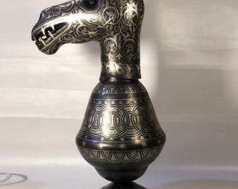 Handmade Camel Head Vase, Engraved Metal Vase, Luxury Camel