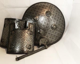 Damascene Jewish Armor Shield Set–Handmade Silver Damascene. NO REPRODUCTION 1/1