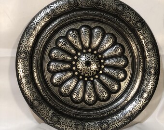 Large Damascene Decorative Plate | 55 cm  fully silver filled  Accent Disc 2