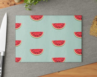 Watermelon Pattern Glass Cutting Board | Summer Fruit Kitchen Decor