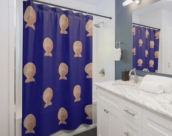 Seashell Pattern Shower Curtain | Blue Nautical Bathroom Decor