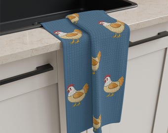Charming Hen Pattern Tea Towel | Farmhouse Chicken Kitchen Decor