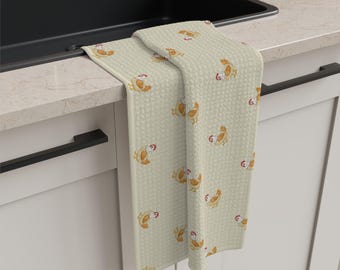 Söt ankmönster mikrofiber kökshandduk | Pastellfärgad ankungar kökshandduk