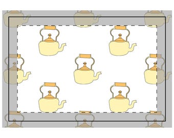 Yellow Teapot Pattern Quilted Placemat | Kitchen Table Mat
