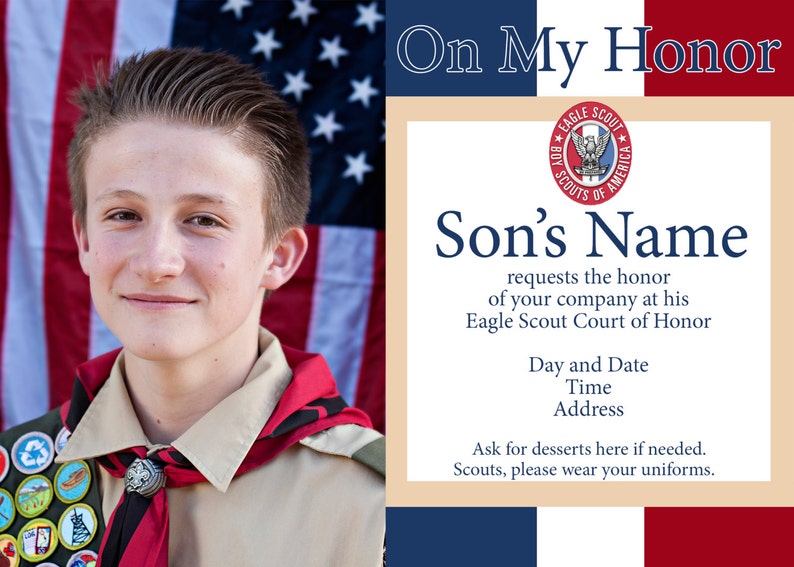 Custom Eagle Scout Court Of Honor Invitation Announcement Etsy