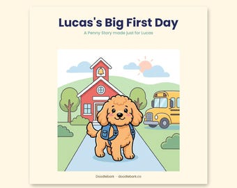 Personalized First Day School Storybook, Custom Name Printable, Brave Badge (PDF)