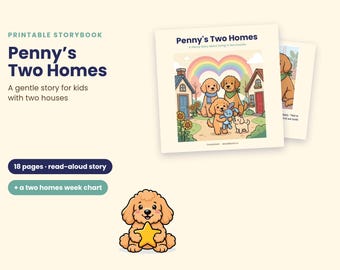 Two Homes Book for Kids, Divorce Book for Children, Printable Storybook, Co-Parenting Social Story, Two Houses Calendar PDF