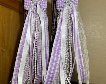Purple Plaid Western Boot Bows