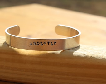 Ardently - Pride and Prejudice Mr. Darcy inspired 3/8" metal stamped aluminum cuff bracelet