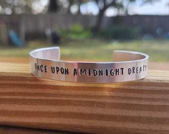 Edgar Allan Poe - The Raven Metal Stamped Poetry Quote Cuff Bracelet - Quoth the Raven, "Once Upon a midnight dreary" literary jewelry