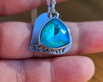 Pendentif strass Toujours - Pour toujours - Pendentif estampillé en métal ardemment collier de 21 pouces