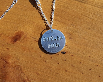 812.54 MON - LM Montgomery Dewey Decimel Metal Stamped necklace