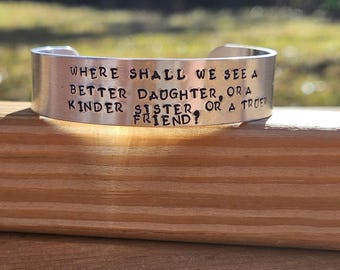 Emma - Jane Austen - Où verrons-nous une meilleure fille, ou une sœur plus gentille, ou un meilleur ami ? - Bracelet manchette en métal estampé Citation de livre