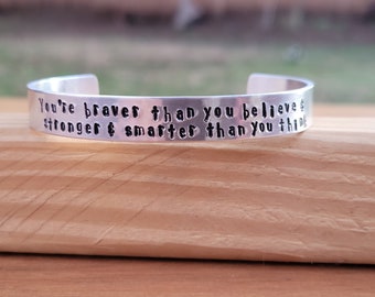 Winnie l'ourson - Vous êtes plus courageux que vous ne le pensez... - Bracelet manchette en métal estampé 3/8e de pouce