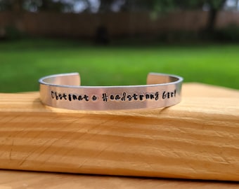 Obstinate Headstrong Girl - Pride and Prejudice Metal Stamped Quote Cuff Bracelet - Jane Austen Literary Quote