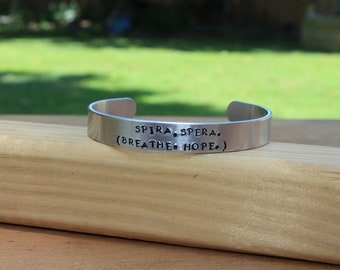 The Hunchback of Notre Dame - Victor Hugo - "Spira, spera (Breathe, hope)" - Book quote metal stamped quote cuff bracelet