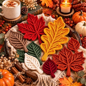 Patrón de hojas de otoño a crochet en PDF, tutorial de crochet de hoja de arce, decoración de hojas de otoño, decoración del hogar para Acción de Gracias, guirnalda de hojas a crochet DIY