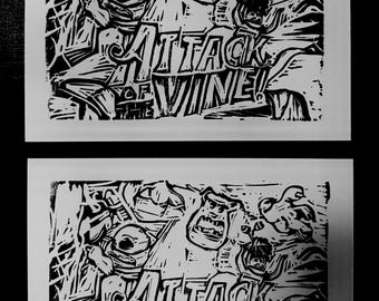 Disney Lorcana Attack of the Vine Linocut Prints 5x7