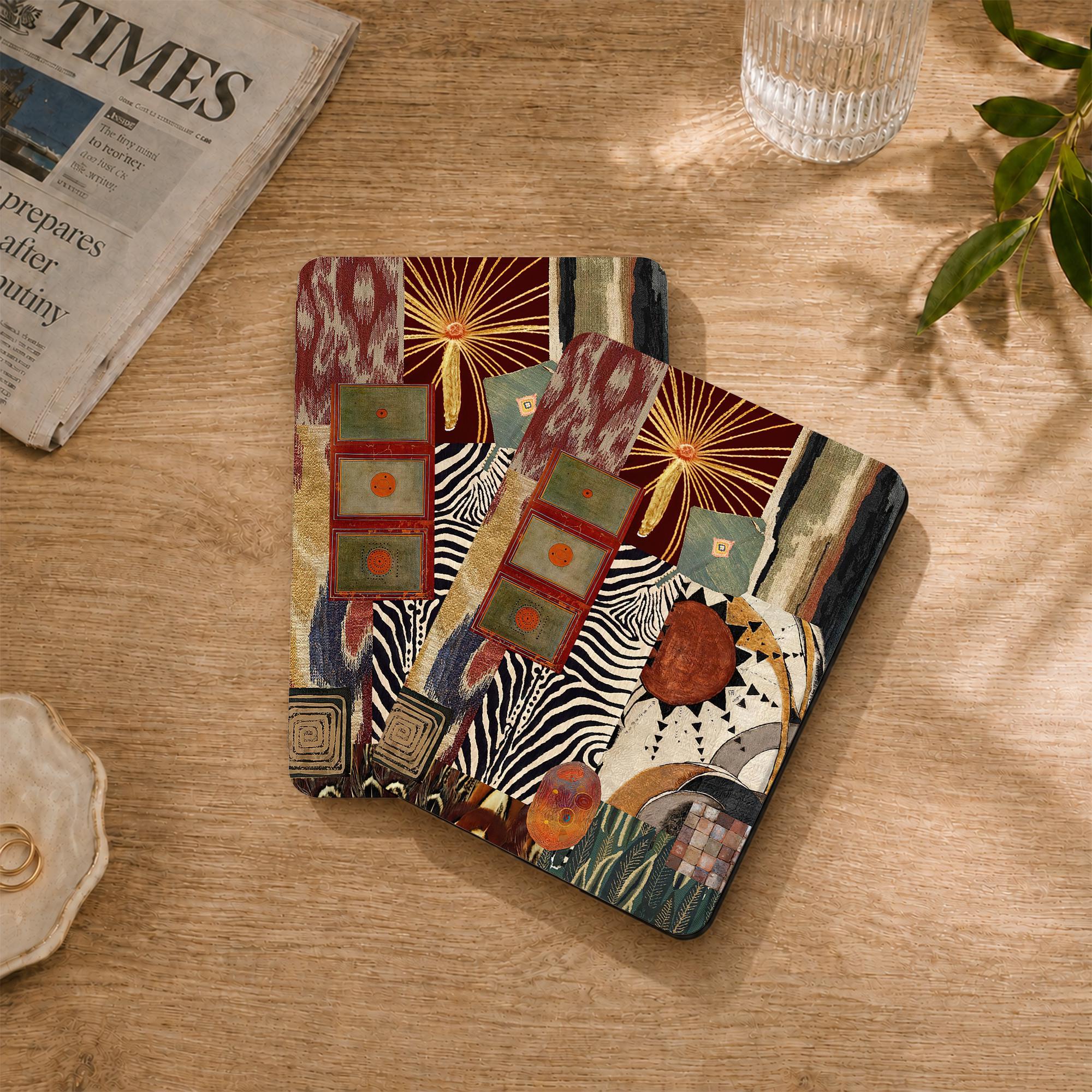 Retro Collage Kindle Case with Strap for Paperwhite 10/11/12th,Colorsoft 7'',Kobo Clara Color,Paperwhite SG,Auto Wake/Sleep,Kindle 11th