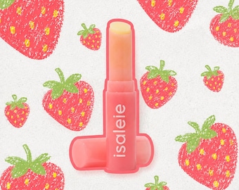 Strawberry Vegan Lip Balm - Natural Ingredients - No Preservatives No Additives - Handmade Nourishing Hydrating Fruit Chapstick Set