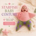 Starfish Baby Costume Crochet Pattern PDF, Hooded Baby Outfit, Newborn Photo Prop, Sea Star Crochet Pattern, 3 Sizes product logo
