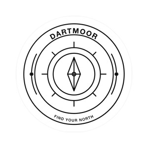 Dartmoor-Aufkleber, Nationalpark-Vinylaufkleber, Kompass-Linienzeichnung, Wandergeschenk, Laptop-Wasserflaschenaufkleber