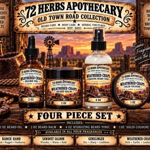 Old Town Road Gift Sets | Beard Oil, Beard Balm, Hydrating Beard Tonic & Solid Cologne | Men’s Grooming Gift