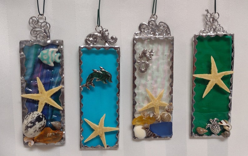 Real Starfish set onto Stained Glass image 2