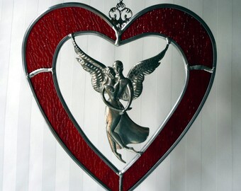 Red Heart with open Center Displaying Embracing Couple