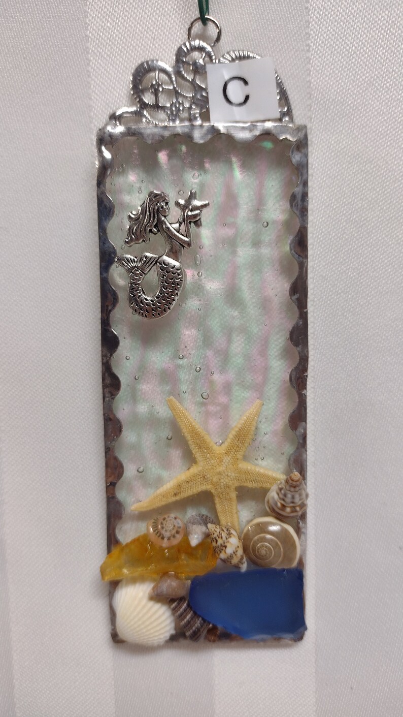 Real Starfish set onto Stained Glass image 4