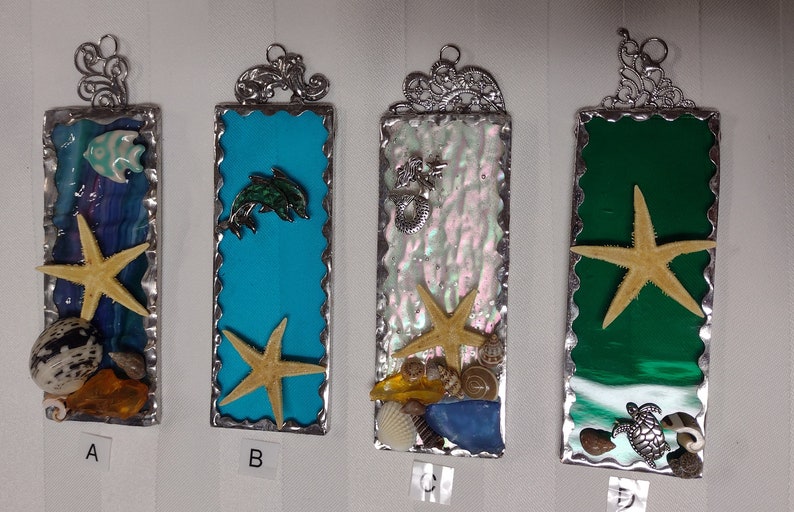 Real Starfish set onto Stained Glass image 1