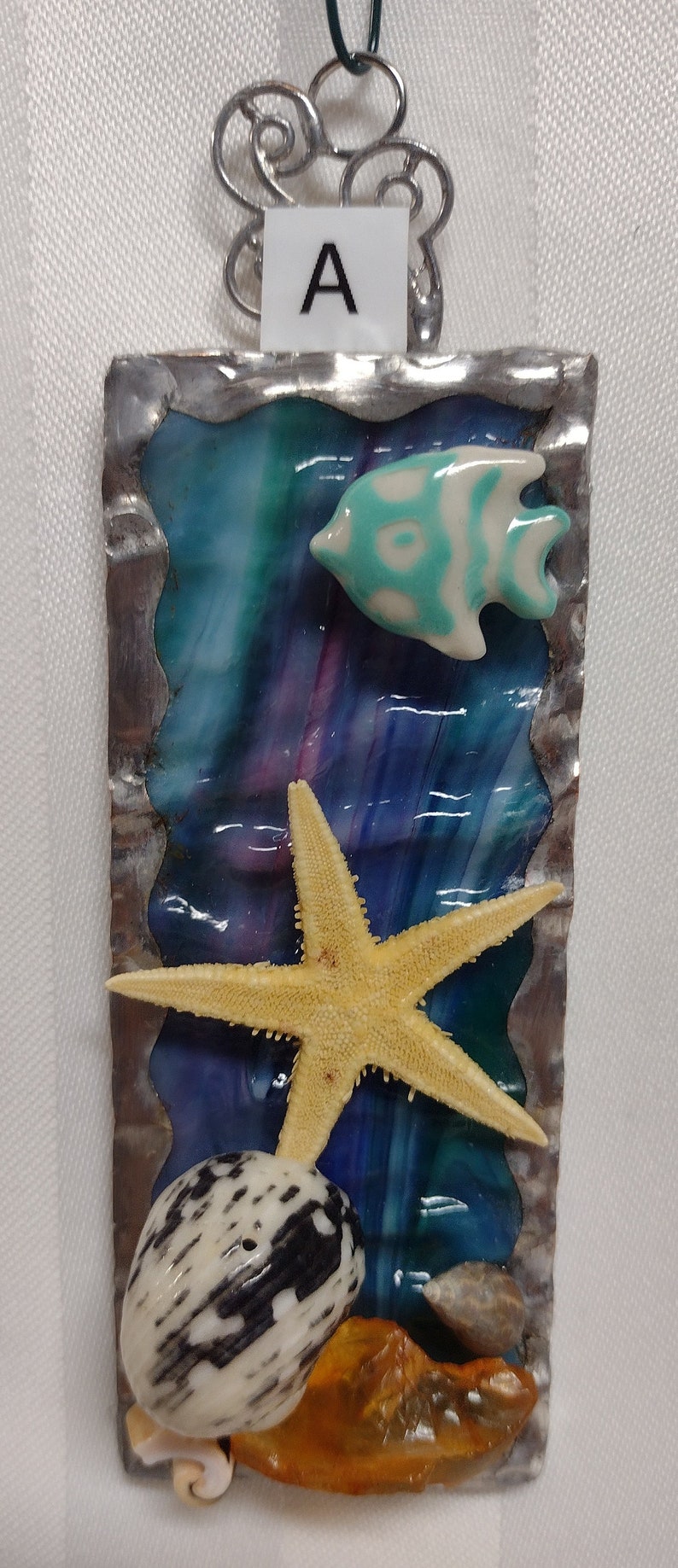 Real Starfish set onto Stained Glass image 6