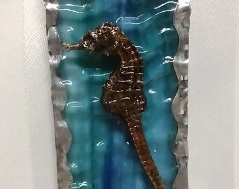 Real Seahorse Set onto Stained Glass