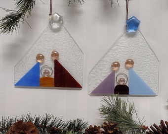 Modern Nativity Suncatcher in Stained Glass